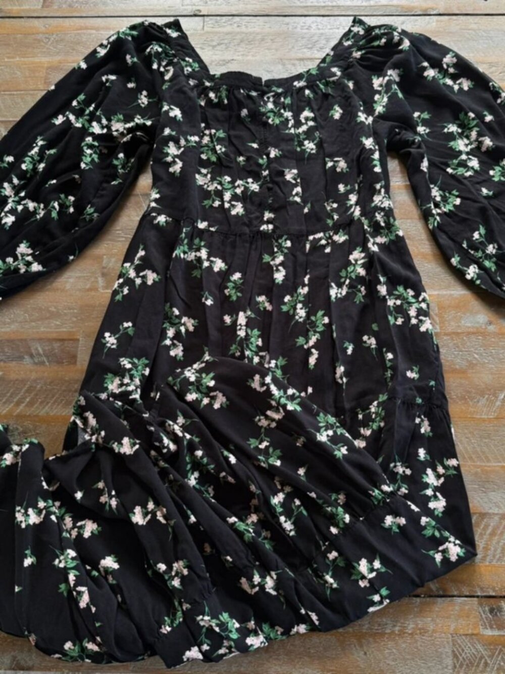 Old navy black floral long sleeve knit midi dress